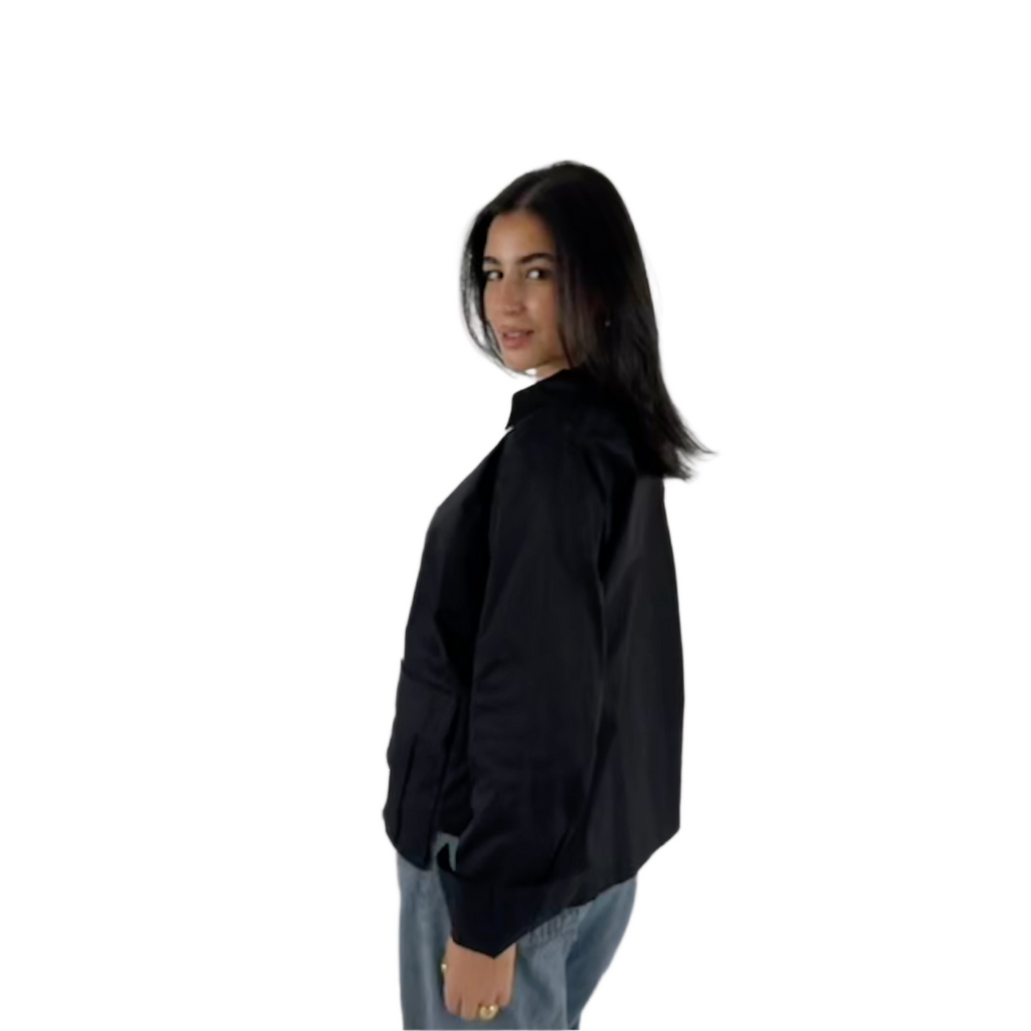 Semi-cropped Shirt in Black