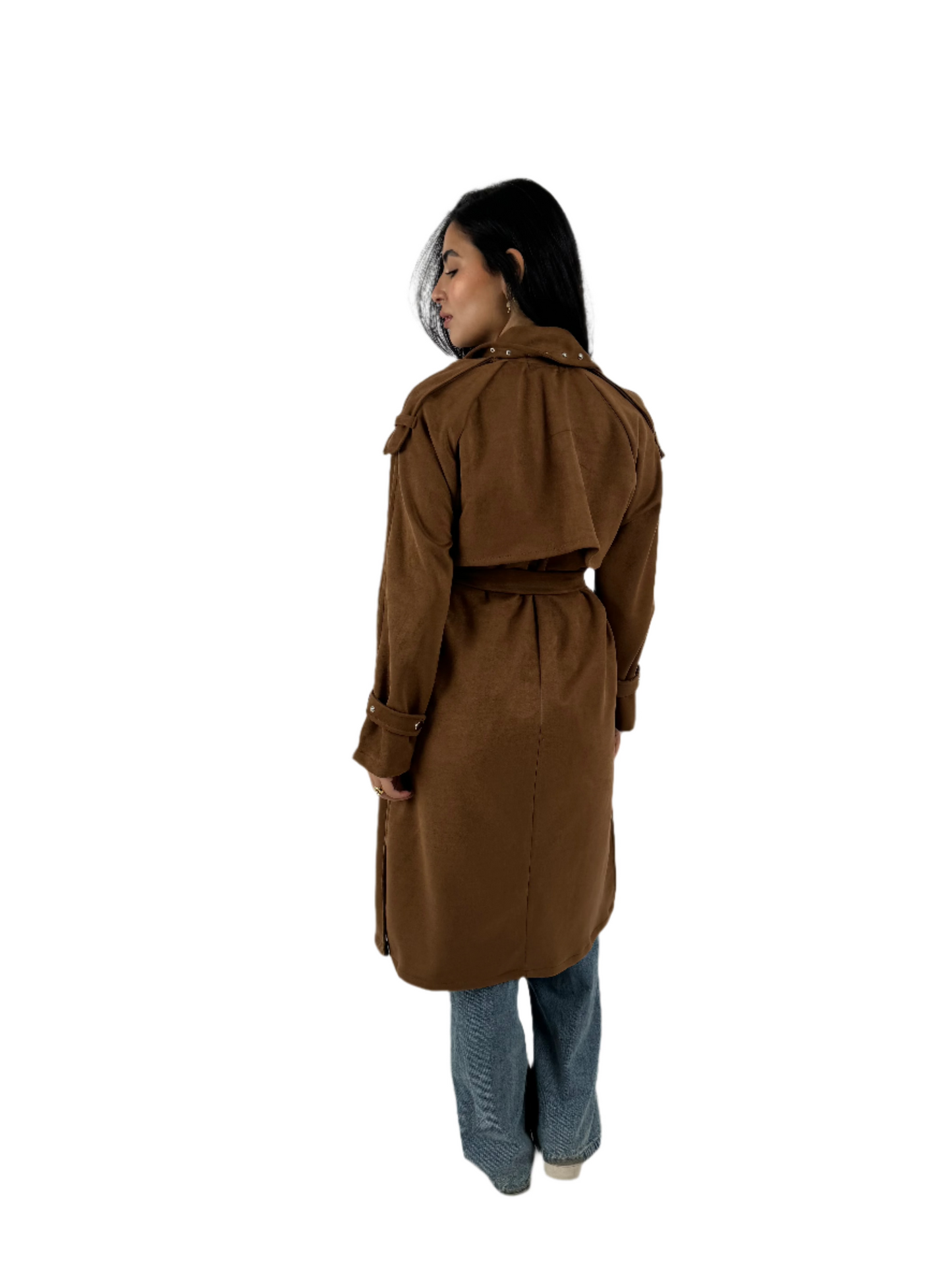 Suede Coat in Brown