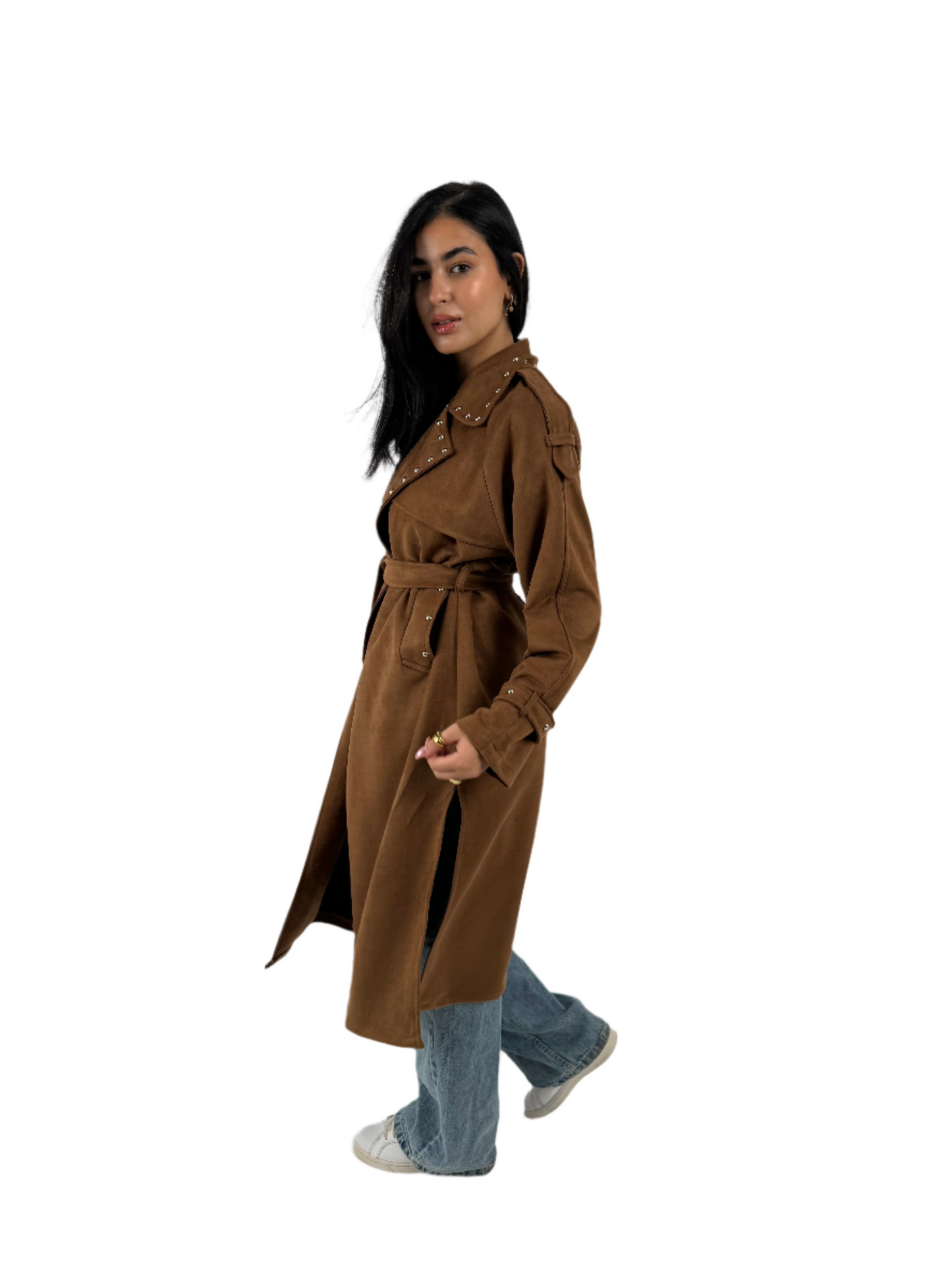 Suede Coat in Brown